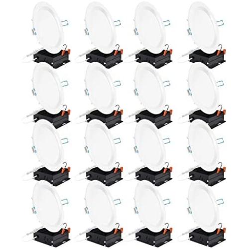 Sunco Lighting 16 Pack 6 Inch Slim LED Downlight, Baffle Trim, Junction Box, 14W=100W, 850 LM, Dimmable, 2700K Soft White, Recessed Jbox Fixture, IC Rated, Retrofit Installation - ETL & Energy Star