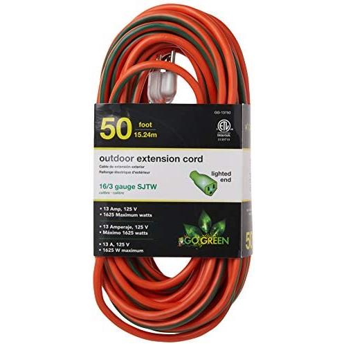 GoGreen Power GG-13750 - 16/3 50 SJTW Outdoor Extension Cord - Lighted End