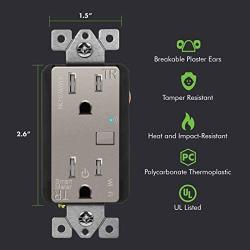 TOPGREENER Smart Wi-Fi Outlet with Energy Monitoring, Tamper-Resistant, Control Lighting and Appliances from Anywhere, in-Wall, No Hub Required, Compatible with Alexa and Google Assistant, Nickel
