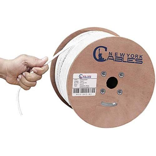 Newyork Cables Cat6A Riser (CMR) 1000ft - 23AWG 4 Pair Solid Bare Copper, 750MHz, Unshielded Twisted Pair (UTP), Available in Blue, White, Green, Black & Yellow Color