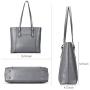 BOSTANTEN Women Briefcase Leather Laptop Tote Handbags 15.6 inch Computer Shoulder Bags Gray