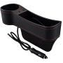 SUNMORN Car Seat Gap Organizer, Multifunctional with Dual USB Charging, Cup Holder, Leather Storage Box, Order for Passenger Side Cup Holder Facing Back (Black)