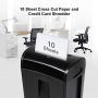 Zoomyo 10-Sheet Cross-Cut Paper, CD and Credit Card Home Office Shredder, P-4 High Security Shredders with 3.6 Gallons Wastebasket, Separated CD Container, Black