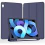 iMieet Case for New iPad Air 4th Generation 10.9 Inch 2020 with Pencil Holder [Support Touch ID and iPad 2nd Pencil Charging/Pair], Trifold Stand Smart Case with Soft TPU Back,(Dark Blue)