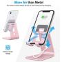 OMOTON C3 Cell Phone Stand for Desk, Larger and Exceptionally Stable, Adjustable Phone Cradle Holder with Bigger Body & Longer Arm, Compatible with iPhone, Tablets (7-10'') and More,Rose Gold