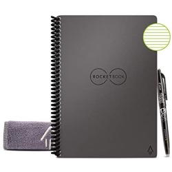 Rocketbook Smart Reusable Notebook - Lined Eco-Friendly Notebook with 1 Pilot Frixion Pen & 1 Microfiber Cloth Included - Deep Space Gray Cover, Executive Size (6'' x 8.8'')