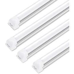 SHOPLED LED Tube Light Fixture, 8FT, 90W, 6000K, Integrated Dual Row Linkable LED Shop Light Bulb Ceiling Light Wall Lamp Lighting Fixture for Garage, Shop, Warehouse, Frosted Cover, 4-Pack
