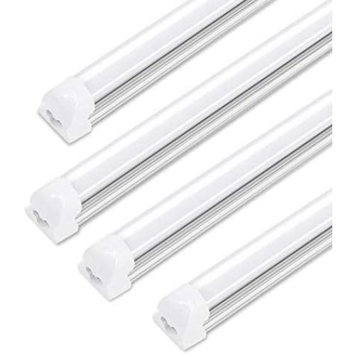 SHOPLED LED Tube Light Fixture, 8FT, 90W, 6000K, Integrated Dual Row Linkable LED Shop Light Bulb Ceiling Light Wall Lamp Lighting Fixture for Garage, Shop, Warehouse, Frosted Cover, 4-Pack