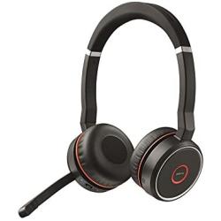 Jabra Evolve 75 UC Stereo Wireless Bluetooth Headset / Music Headphones Including Link 370 (U.S. Retail Packaging), Black
