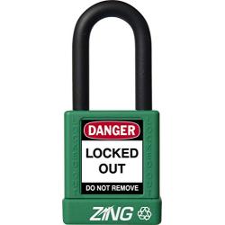 ZING 7035 RecycLock Safety Padlock, Keyed Alike, 1-1/2'' Shackle, 1-3/4'' Body, Green