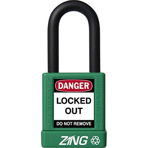 ZING 7035 RecycLock Safety Padlock, Keyed Alike, 1-1/2'' Shackle, 1-3/4'' Body, Green