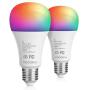 VOCOlinc Wi-Fi LED Light Bulb Works with Apple HomeKit Siri A21 9.5W(60W) Smart Multicolor RGBW App-dimmable Compatible with Alexa Google Assistant No Hub Required 2.4GHz SmartGlow (2 Pack)