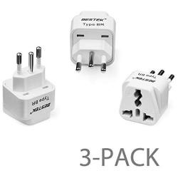 BESTEK Italyl Travel Plug Adapter, Grounded Universal Type L Plug Adapter Italy to US Adapter - Ultra Compact for Italy, Chile, Maldives, Uruguay and More, 3 Pack