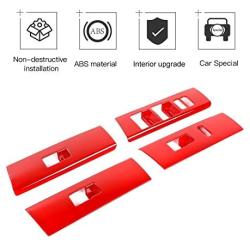 Car Window Lift Switch Button Cover Tirm for Toyota 4Runner 2010-2020 (Red)