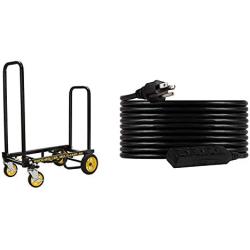 Rock-N-Roller R2RT (Micro) 8-in-1 Folding Multi-Cart/Hand Truck/Dolly/Platform Cart/26'' to 39'' Telescoping Frame/350 lbs, Black & UltraPro, Black, GE 25 ft Extension, 3 Outlet, 25 ft, 25 Ft