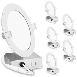 6 Inch LED Recessed Lighting with Junction Box, Comzler Dimmable LED Recessed Downlights Ceiling Lights, 12W 100W Equivalent, 5000K Daylight, 850 Lumen, 6 Pack Can Lights