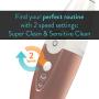 TAO Clean Sonic Toothbrush and Cleaning Station Electric Toothbrush with Patented Docking Technology, Ergonomic Handle, Dual Speed Settings, Rose Gold
