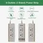 EyGde Power Strip Surge Protector with 6 Outlet Extender (3 Sided) and 4 USB Ports, Outlet Splitter with 4.5ft Extension Cord, Overload Surge Protection Sockets, Wall Mount for Home, Office (White)