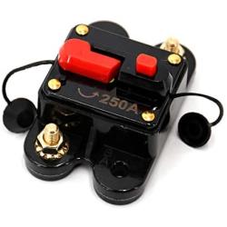 UTSAUTO Circuit Breaker 250Amp Waterproof Fuse Holder Resettable Fuse Circuit Breaker, Manual Reset 12V-24V DC for Car Audio Rv Marine Boat Truck Trolling Motors Inline Fuse Inverter