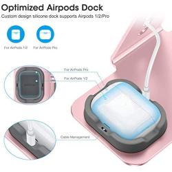OMOTON Adjustable Apple Watch Stand, Triunity Charging Dock For iWatch, AirPod and iPhone 11/XR/XS/6/7/8 Plus/12 Pro Max, Original Apple Watch Magnetic Charging Cable Required, Rose Gold
