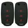 2Pcs Coolbestda Rubber 3 Buttons Flip Key Fob Cover Case Shell Keyless Jacket Wallet Holder for VW Volkswagen Jetta GTI Passat Golf Tiguan Touareg Beetle