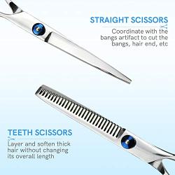 Hair Cutting Scissors Kits, Professional Stainless Steel Hair Cutting Shears Set for Barber Salon and Home, 12PCS Barber Thinning Scissors Hairdressing Shears(6.7'', Pink)
