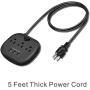 Power Strip 3 Outlets and 3 USB Ports with Switch Control, Desktop Charging Station with 5 ft Extension Cord, Compact for Nightstand, Office and Travel - Black