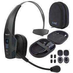 BlueParrott B350-XT BPB-35020 Noise Canceling Bluetooth Headset with 300-FT Wireless Range for iOS and Android Bundle with Blucoil Headphones Carrying Case, and Replacement Ear Pads