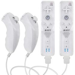 Wii Remote Controller (2 Sets) Include 2 Wii Remote and Build-in Motion Sensor Plus and 2 Nunchuck (2 in 1)