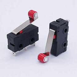 Twidec /10Pcs Mini Micro Limit Switch 5A 125 250V AC SPDT 1NO 1NC Short Hinge Roller Levr Arm Switch Snap Action Button Type 3 Pins KW11-3Z07