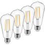 Dimmable Vintage LED Edison Bulbs 60 Watt Equivalent, Eye Protection Led Bulb with 95+ CRI, Warm White 2700K, ST58 Antique LED Filament Bulbs, E26 Medium Base, Pack of 4