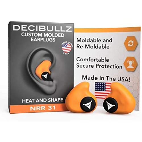 Decibullz - Custom Molded Earplugs, 31dB Highest NRR, Comfortable Hearing Protection for Shooting, Travel, Swimming, Work and Concerts