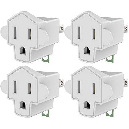 ETL Listed 3-2 Prong Grounding Outlet Adapter, JACKYLED 3 Prong to 2 Prong Adapter Converter, Portable Fireproof 200℃ Resistant Heavy Duty Wall Outlet Plug for Household Appliances Industrial, 4 Pack