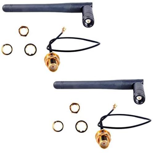 Saide UFL to SMA Female Connector Pigtail Cable IPX to SMA Male SMA to IPX 1.13 15cm for 2.4G 5DB WiFi Indoor Omni-Directional Antenna Pack of 2
