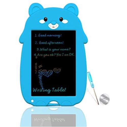 mom&myaboys Colorful LCD Writing Pads for Kids Toys for 5-16 Years Old Girls,Boys,8.5 inch Drawing Board with Lock Erase Button for Adults at School or Office as Arithmetic,Mark Notes,Charts(Blue-C)