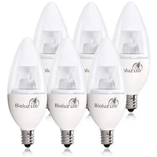 6 Pack 40 Watt Candelabra Bulbs 5W Dimmable Candelabra LED Bulbs C37 E12 Base 325 lumens,120° Beam Angle 3000K Soft White LED Candle Bulbs UL Listed Bioluz LED Pack of 6