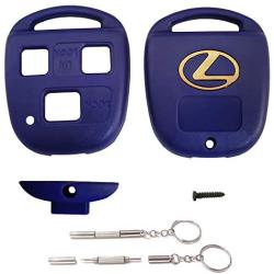 New Key Fob Shell Replacement for Lexus New 3 Buttons Upgraded Keyless Entry Smart Remote Control Car Key Fob Shell with Multi-Function Screwdriver Fit for Lexus GS GX is LS LX RX SC (Blue)