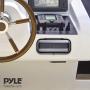 Water Resistant Marine Stereo Cover - Smoke Colored Heavy Duty Boat Radio Protector Shield with Flip-up Door & Spring Loaded Release - Mounting Gasket Included - Pyle PLMRCB1