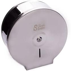 Charles Swann 9'' Commercial Stainless Steel Toilet Paper Dispenser with Forever Guarantee | Premium & Durable Jumbo Chrome Wall Mount Tissue Holder for Professional Bathroom | Hardware For Single Roll