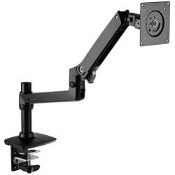 Amazon Basics Premium Single Monitor Stand - Lift Engine Arm Mount, Aluminum - Black