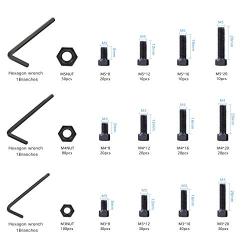 SZHKM 480Pcs Grade 12.9 Nuts and Bolts Assortment Kit M3 M4 M5 Socket Head Cap Screws Set Alloy Steel Machine Screws and Nuts Black with Wrench