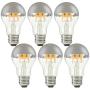 Dimmable Half Chrome Light Bulbs, CKWPY 6W A19 LED Filament Vintage Edison Light, Warm White 2700K, E26 Base for Mirror Pendant Light Bulbs, Pack of 6