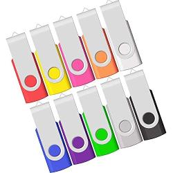 128MB USB Flash Drive 10 Pack, USB Drives 128 MB Bulk Memory Stick JBOS Swivel Thumb Drives Gig Stick USB2.0 Pen Drive for Fold Digital Date Storage, Zip Drive, Jump Drive, USB Stick, Mixed Color