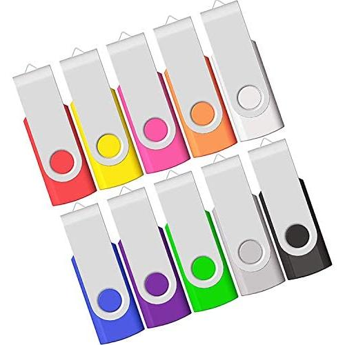 128MB USB Flash Drive 10 Pack, USB Drives 128 MB Bulk Memory Stick JBOS Swivel Thumb Drives Gig Stick USB2.0 Pen Drive for Fold Digital Date Storage, Zip Drive, Jump Drive, USB Stick, Mixed Color