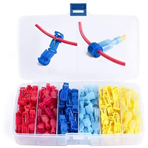 120 PCS Wirefy T Tap Electrical Connectors – Quick Wire Splice Taps and Insulated Male Quick Disconnect Terminals