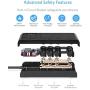BESTEK 8-Outlet 10Ft Extension Cord Power Strip with USB 15A 1875W Surge Protector with 5V 4.2A 4 USB Charging Port Desktop Charging Station,600Joule,Ultra-Compact Wide Spaced Outlet for Large Charger