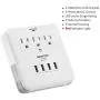 BESTTEN USB Outlet Surge Protector, 4 USB (Max 4.2A) Charging Ports and 3 AC Electrical Sockets, Wall Mount Multi Outlet Extender with 2 Slide Out Phone Holders, ETL Certified, White