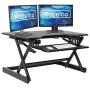 Rocelco 32'' Height Adjustable Standing Desk Converter - Sit Stand Computer Workstation Riser - Dual Monitor Retractable Keyboard Tray Gas Spring Assist - Black (R EADRB2)