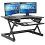 Rocelco 32'' Height Adjustable Standing Desk Converter - Sit Stand Computer Workstation Riser - Dual Monitor Retractable Keyboard Tray Gas Spring Assist - Black (R EADRB2)