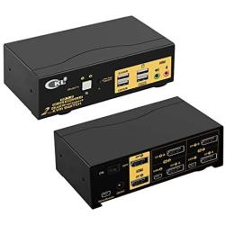 CKL 2 Port KVM Switch Dual Monitor DisplayPort 4K 60Hz, 2 Computers x 2 Monitors KVM Switch with Audio and USB 2.0 HUBS DP 1.2 622DP
